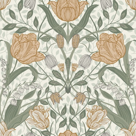 Manhattan Comfort Manchester Fillippa Green Tulip 33 ft L X 205 in W Wallpaper BR4080-33006